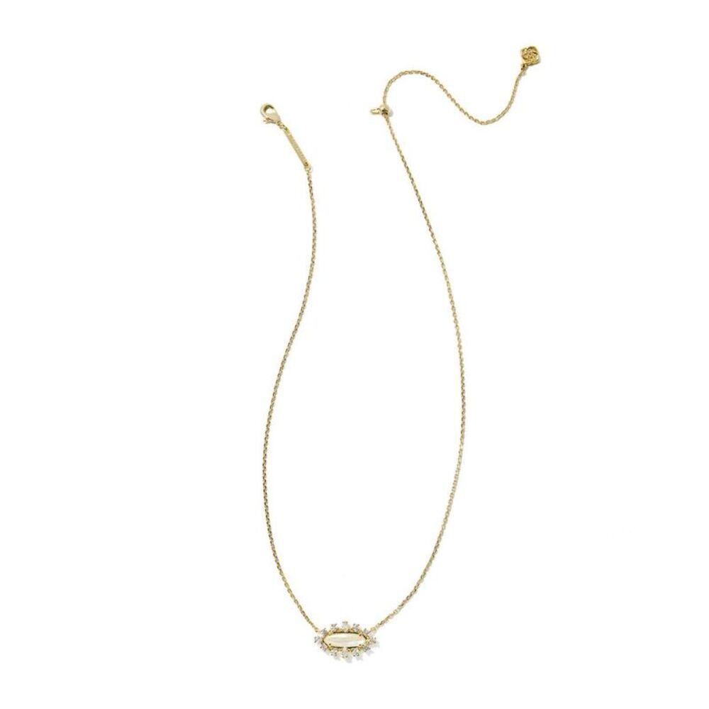 Kendra Scott Eva Crystal Framed Pendant Necklace - Gold/White Mix